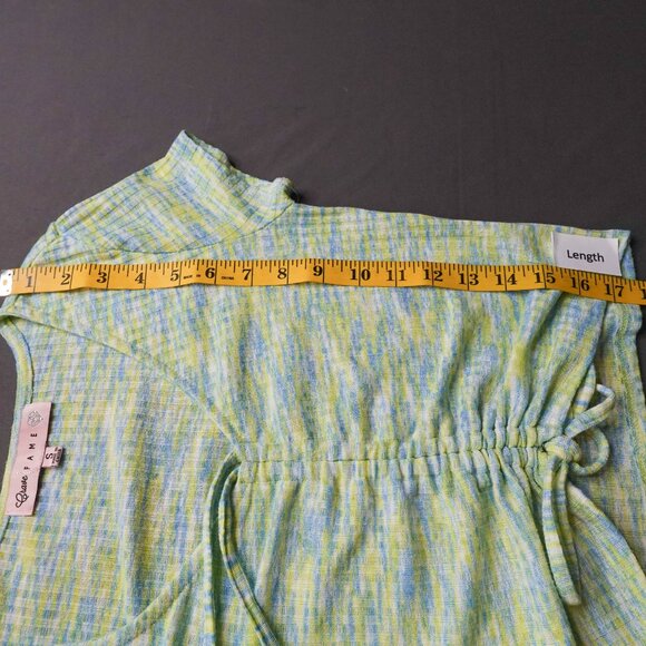 Women Baby Tee Top Small Green Y2K Cropped Knit Ribbed Drawstring Statement - Picture 11 of 13